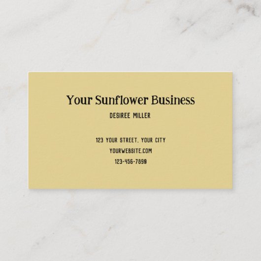 Zonnebloem Geel mooie Rustische Landbloem Visitekaartje (Achterkant)