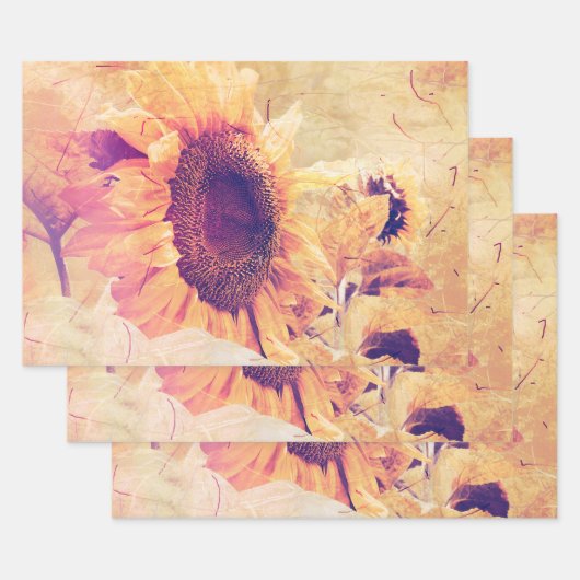 Zonnebloem Geel  Ontschroothoop Land Floral Inpakpapier Vel (Set)