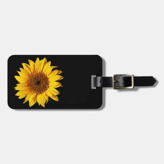 Zonnebloem Geel op Zwart - Gepersonaliseerd Sun Fl Bagagelabel (Voorkant horizontaal)