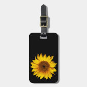 Zonnebloem Geel op Zwart - Gepersonaliseerd Sun Fl Bagagelabel (Voorkant verticaal)