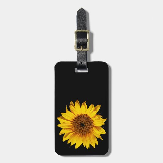 Zonnebloem Geel op Zwart - Gepersonaliseerd Sun Fl Bagagelabel (Voorkant verticaal)