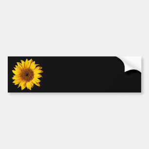 Zonnebloem Geel op Zwart - Gepersonaliseerd Sun Fl Bumpersticker