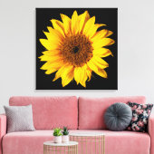 Zonnebloem Geel op Zwart - Gepersonaliseerd Sun Fl Canvas Afdruk (Insitu (Woonkamer))