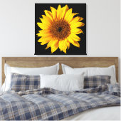 Zonnebloem Geel op Zwart - Gepersonaliseerd Sun Fl Canvas Afdruk (Insitu (Slaapkamer))