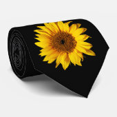 Zonnebloem Geel op Zwart - Gepersonaliseerd Sun Fl Stropdas (Opgerold)