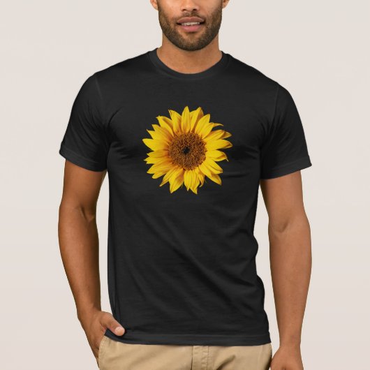 Zonnebloem Geel op Zwart - Gepersonaliseerd Sun Fl T-shirt (Voorkant)