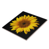 Zonnebloem Geel op Zwart - Gepersonaliseerd Sun Fl Tegeltje (Zijkant)
