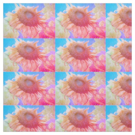 Zonnebloem Geel Roze Blauw Chic Florence Pattern Stof (Swatch)