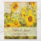 Zonnebloem Geel Rustic Weddenschap Wijn Etiket (Enkel label)