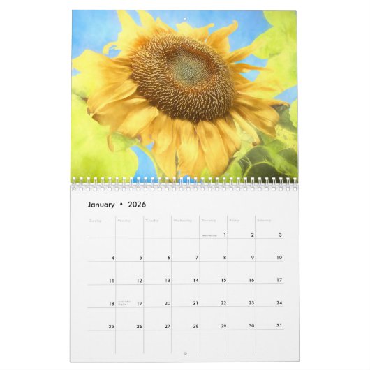 Zonnebloem Geel Rustiek Land Mooi 2024 Kalender (Jan 2026)