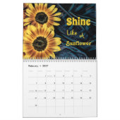 Zonnebloem Geel Rustiek Land Mooi 2024 Kalender (Feb 2027)