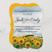 Zonnebloem Geel Rustieke Bruiloft uitnodiging (Voorkant / Achterkant)