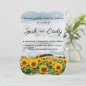 Zonnebloem Geel Rustieke Bruiloft uitnodiging (Staand voorkant)