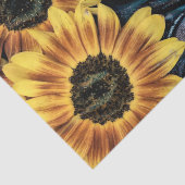 Zonnebloem geel rustieke retro blauwe denim jeans tissuepapier (Detail)