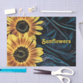 Zonnebloem geel rustieke retro blauwe denim jeans tissuepapier (Craft)