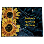 Zonnebloem Geel Rustisch Denim Blue Jeans Groot Cadeauzakje (Voorkant)