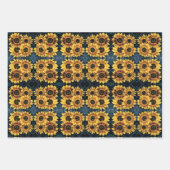 Zonnebloem Geel Rustisch Denim Blue Jeans Pattern Inpakpapier Vel (Voorkant)