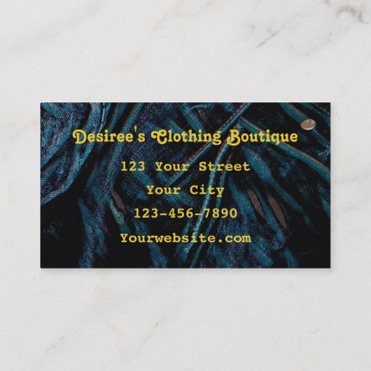 Zonnebloem Geel Rustisch Denim Blue Jeans Visitekaartje (Achterkant)