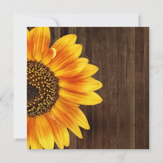 Zonnebloem Geel Rustisch Hout Kaart (Achterkant)