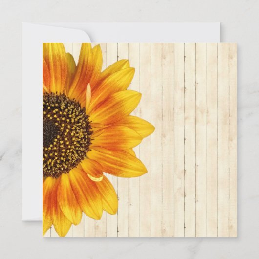 Zonnebloem Geel Rustisch Hout Kaart (Achterkant)