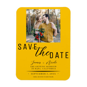 Zonnebloem Geel Save the Date Foto Bruiloft Magneet