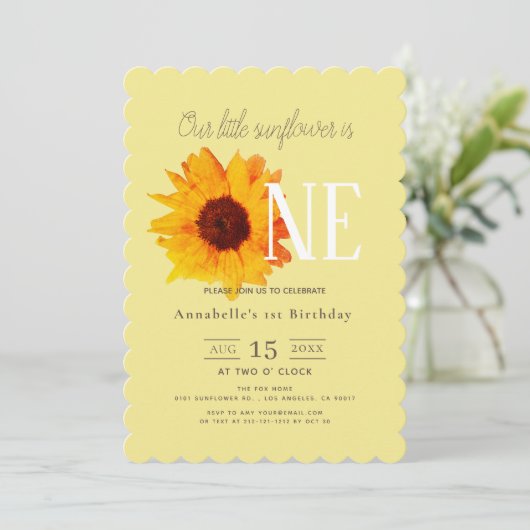 Zonnebloem geel Schattige 1e verjaardag Kaart (Staand voorkant)