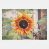 Zonnebloem Geel Sinaasappel Bijentuin Ontschrootho Inpakpapier Vel (Voorkant 2)