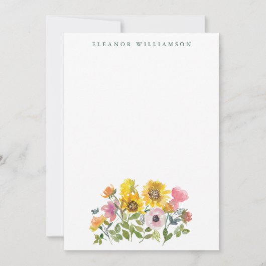 Zonnebloem Geel Waterverf Aangepaste Bruidsdouche Bedankkaart (Voorkant)