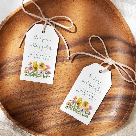 Zonnebloem Geel Waterverf Aangepaste Bruiloftsdouc Cadeaulabel