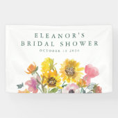 Zonnebloem Geel Waterverf Bloem Bruiloft Feest Spandoek (Horizontaal)