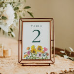 Zonnebloem Geel Waterverf Bloemen Aangepaste Bruil Kaart<br><div class="desc">Zonnebloem Geel en Roze Waterverf Bloemen Aangepaste Trouwtafel Nummer</div>