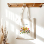 Zonnebloem Geel Waterverf Custom Bruidsmeisje Gift Tote Bag<br><div class="desc">Zonnebloem Geel en Roze Waterverf Bloemen Bruidsmeisje Gift Canvas tas</div>