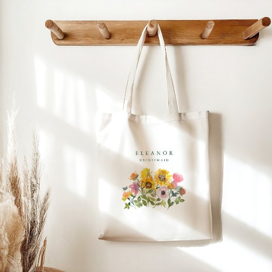 Zonnebloem Geel Waterverf Custom Bruidsmeisje Gift Tote Bag