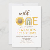 Zonnebloem Geel Wilde Eén 1e verjaardag Kaart (Voorkant)