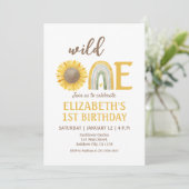 Zonnebloem Geel Wilde Eén 1e verjaardag Kaart (Staand voorkant)