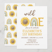 Zonnebloem Geel Wilde Eén 1e verjaardag Kaart (Voorkant / Achterkant)