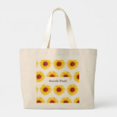 Zonnebloem Geel Wit Bloem Grote Tote Bag (Achterkant)