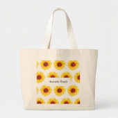 Zonnebloem Geel Wit Bloem Grote Tote Bag (Voorkant)