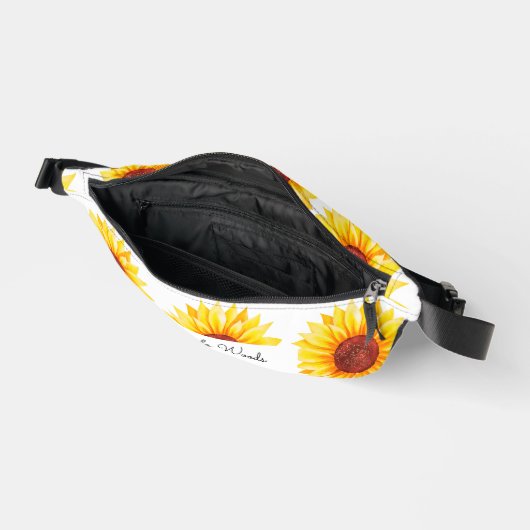 Zonnebloem Geel Wit Bloem Heuptasje (Open)