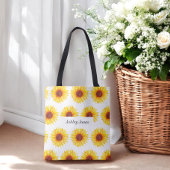 Zonnebloem Geel Wit Bloem Tote Bag