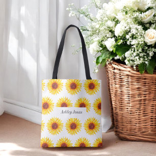 Zonnebloem Geel Wit Bloem Tote Bag