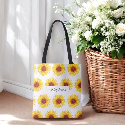 Zonnebloem Geel Wit Bloem Tote Bag