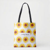 Zonnebloem Geel Wit Bloem Tote Bag (Voorkant)