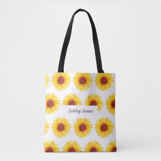 Zonnebloem Geel Wit Bloem Tote Bag (Voorkant)