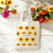 Zonnebloem Geel Wit Bloemmotief Tote Bag