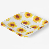 Zonnebloem Geel Wit Bloempatroon Papieren Bordje (Gebogen)