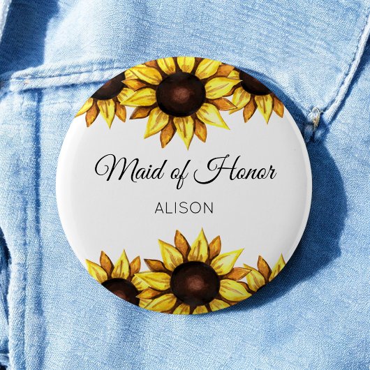Zonnebloem Geel-witte Button van Honor Floral