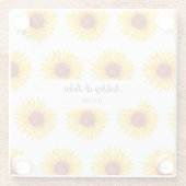 Zonnebloem Geel Witte Trouw Bloemen Glazen Onderzetter (Achterkant)