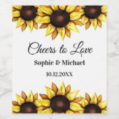 Zonnebloem Geel Witte Weddenschappen Elegant Wijn Etiket (Enkel label)