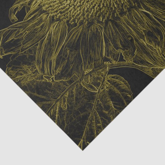 Zonnebloem Geel Zwart Bloemenkunst Decoupage Tissuepapier (Detail)